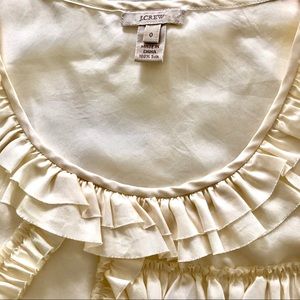 J Crew Silk Ruffle Cream Blouse